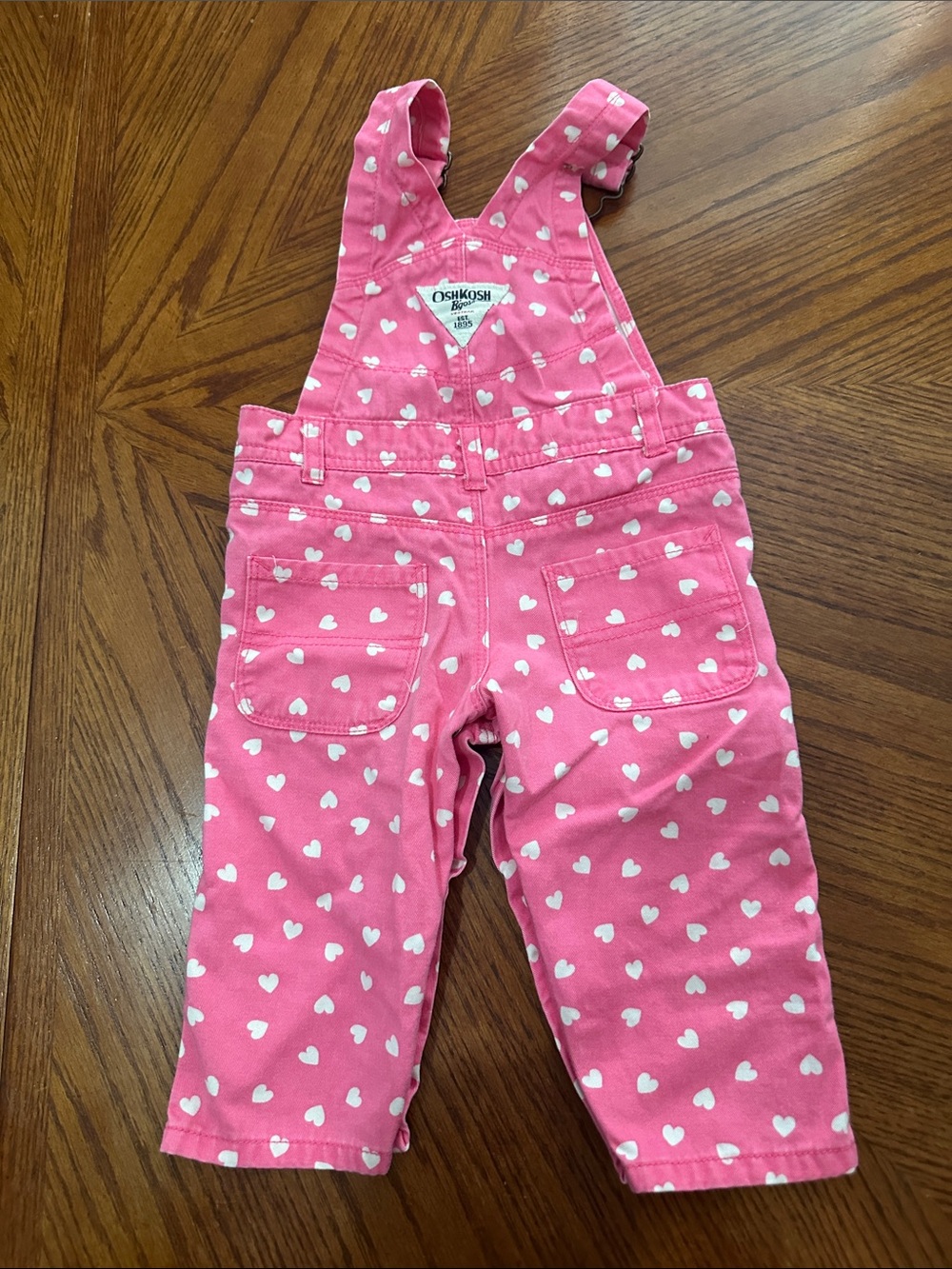 OshKosh B'gosh Pink Heart Print Overalls for Toddlers 9 months